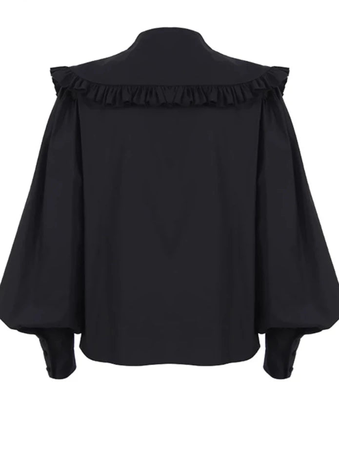 Elegant White Lantern Sleeve Blouse