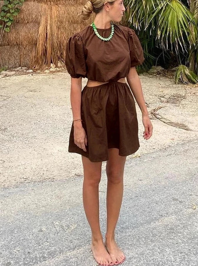 Brown A-Line Mini Dress