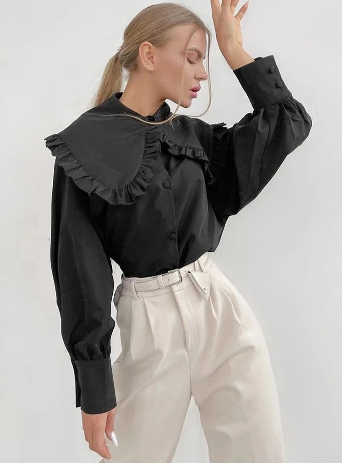 Elegant White Lantern Sleeve Blouse