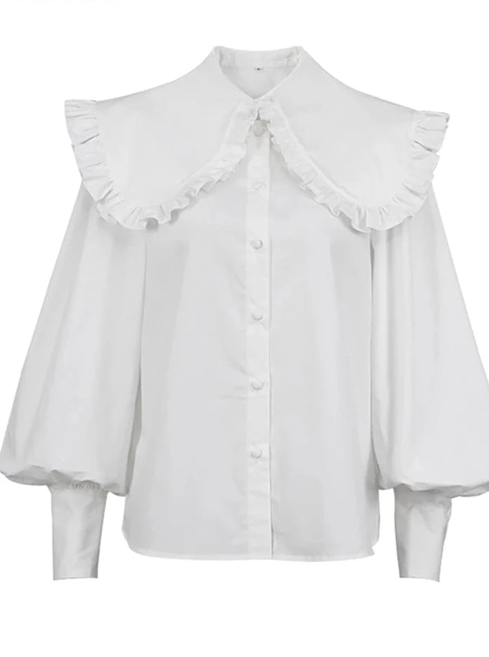 Elegant White Lantern Sleeve Blouse