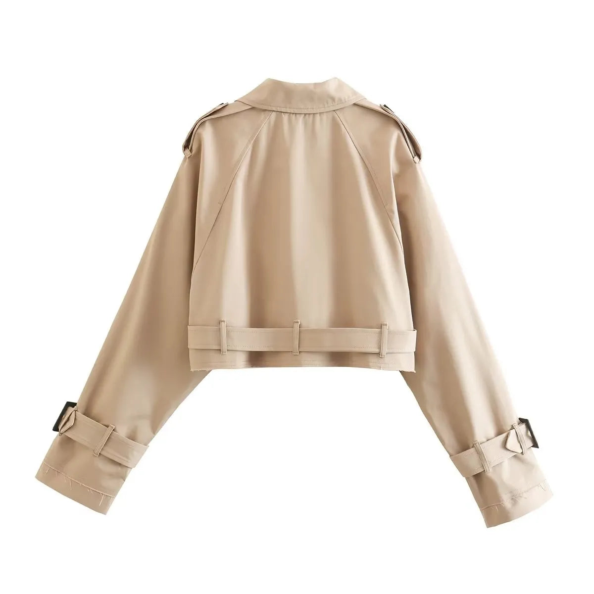 Chic Khaki Cropped Trench