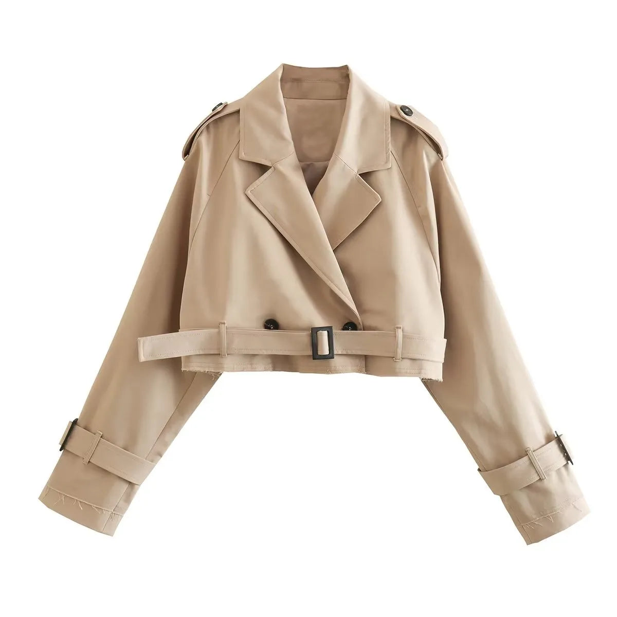 Chic Khaki Cropped Trench