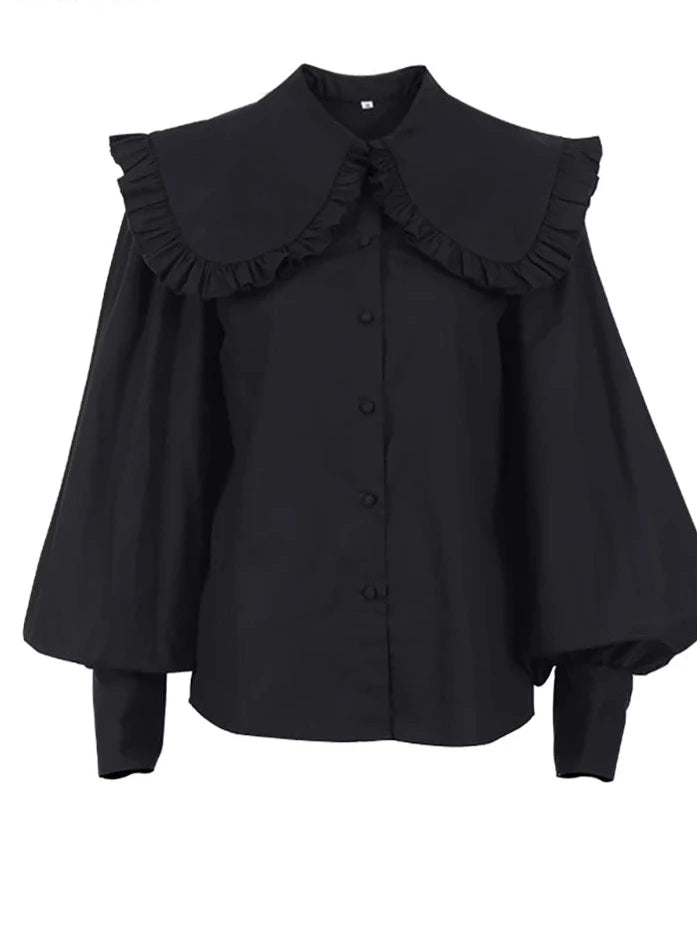 Elegant White Lantern Sleeve Blouse