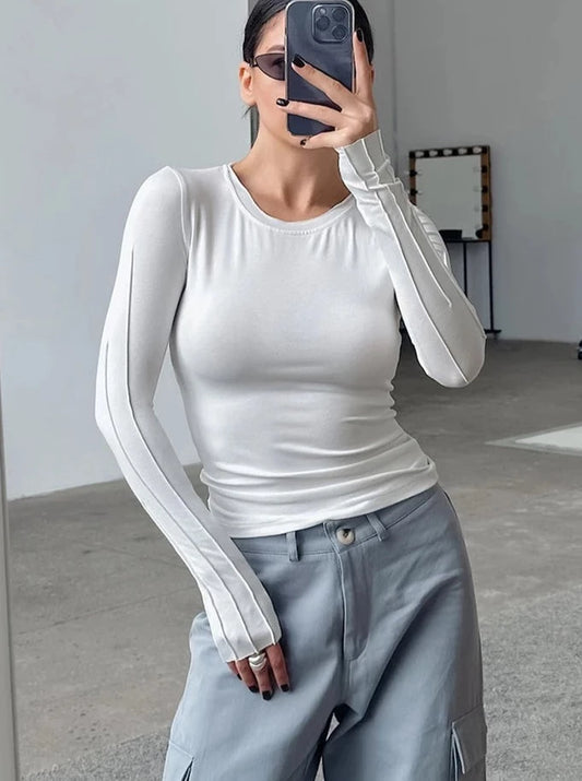 Sporty White Knit Tee