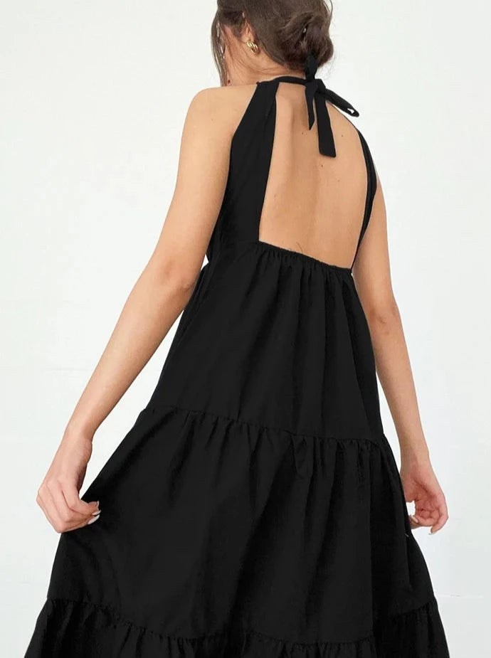 Elegant Khaki Pleated A-Line Dress