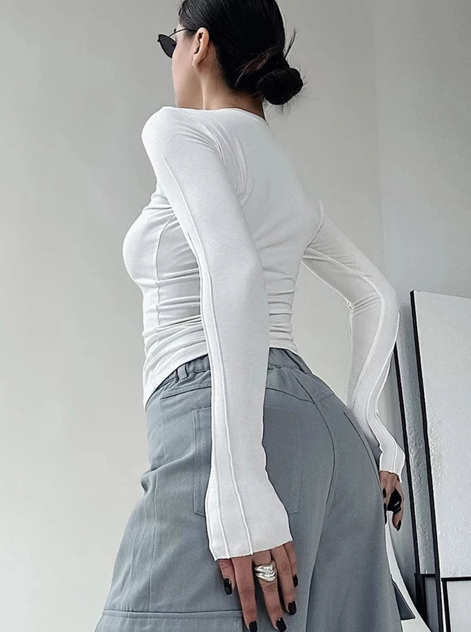 Sporty White Knit Tee