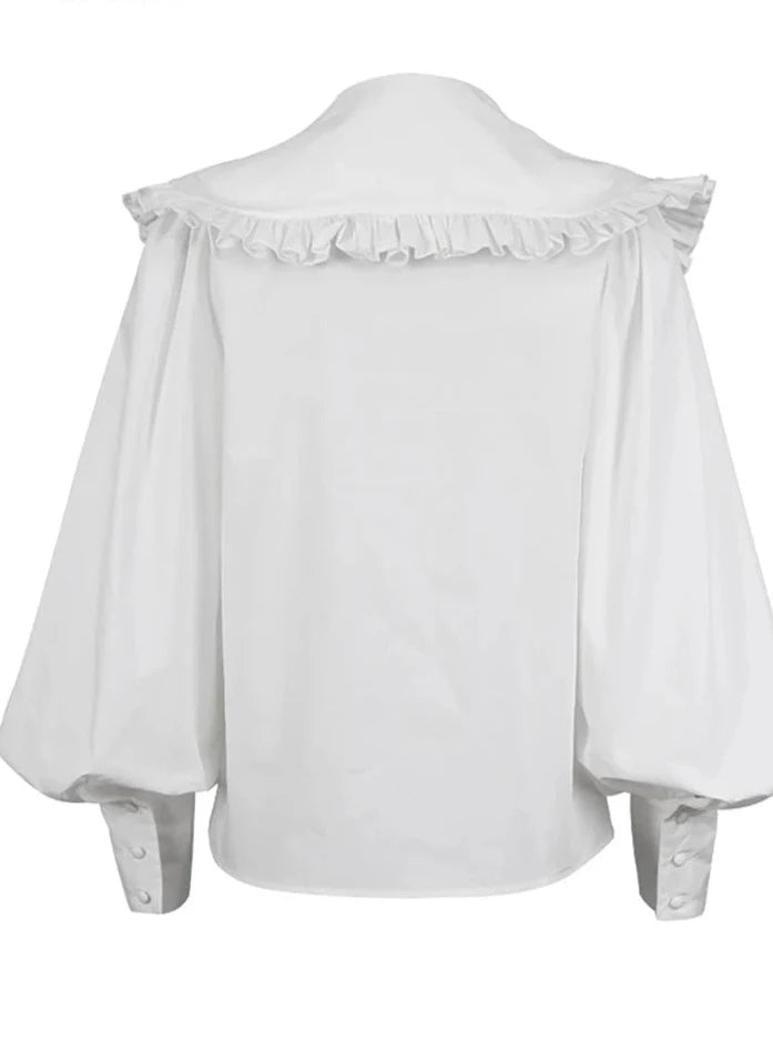 Elegant White Lantern Sleeve Blouse