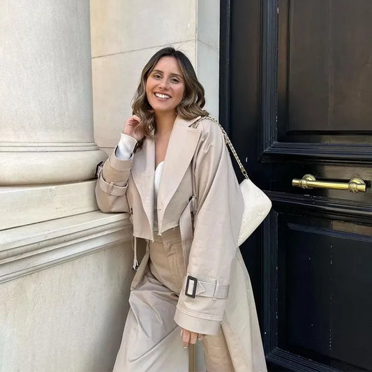 Chic Khaki Cropped Trench