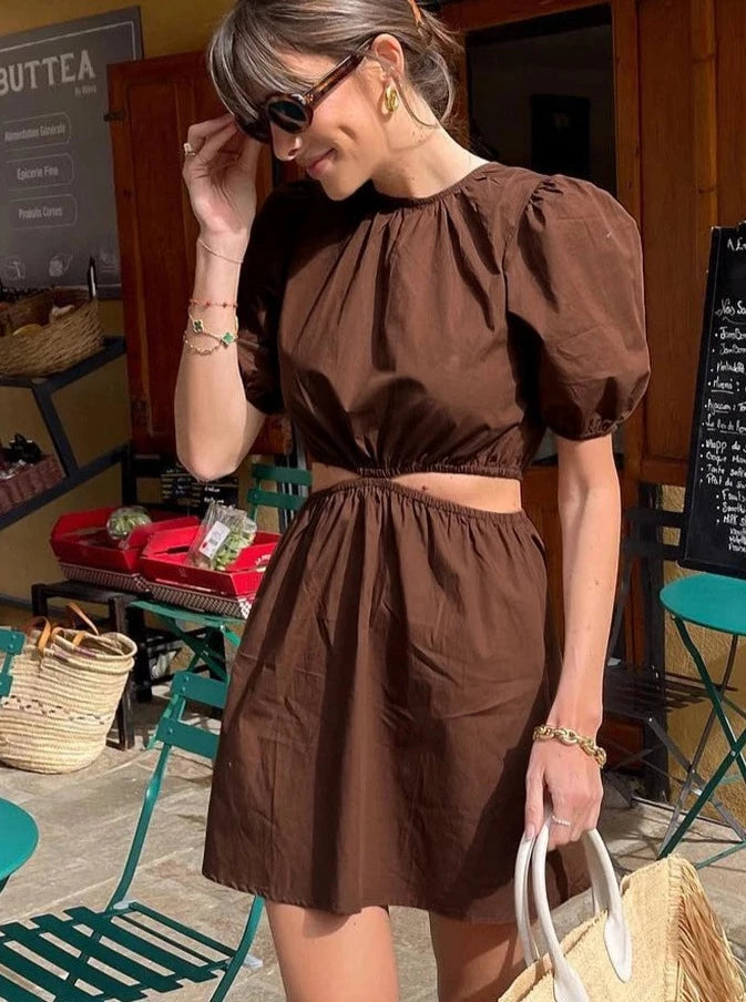 Brown A-Line Mini Dress