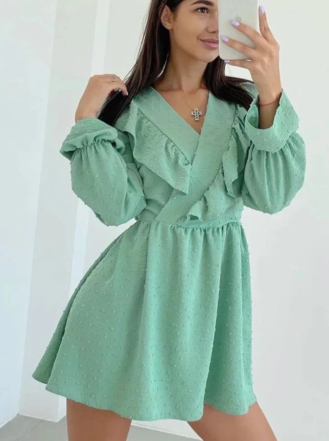 Elegant Black V-Neck Mini Dress